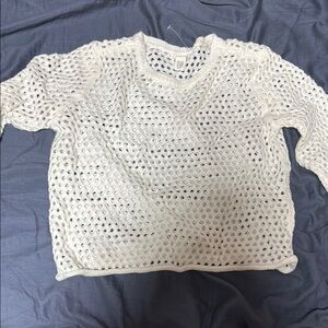 Full Tilt White Open-Knit Cardigan Sweater
